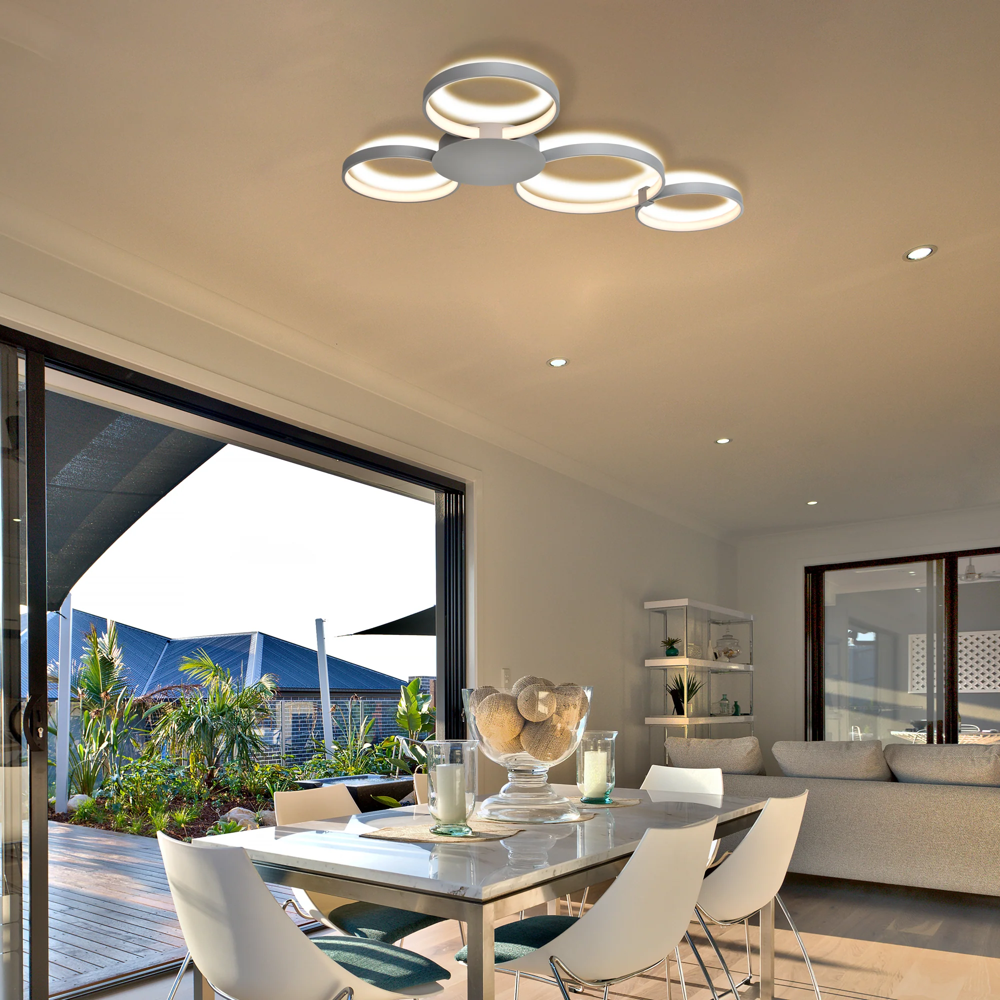 VONN Capella VMCF41500AL 43" Integrated LED ETL Certified Ceiling Light Multi-Ring Semi Flush in Silver - Image 3