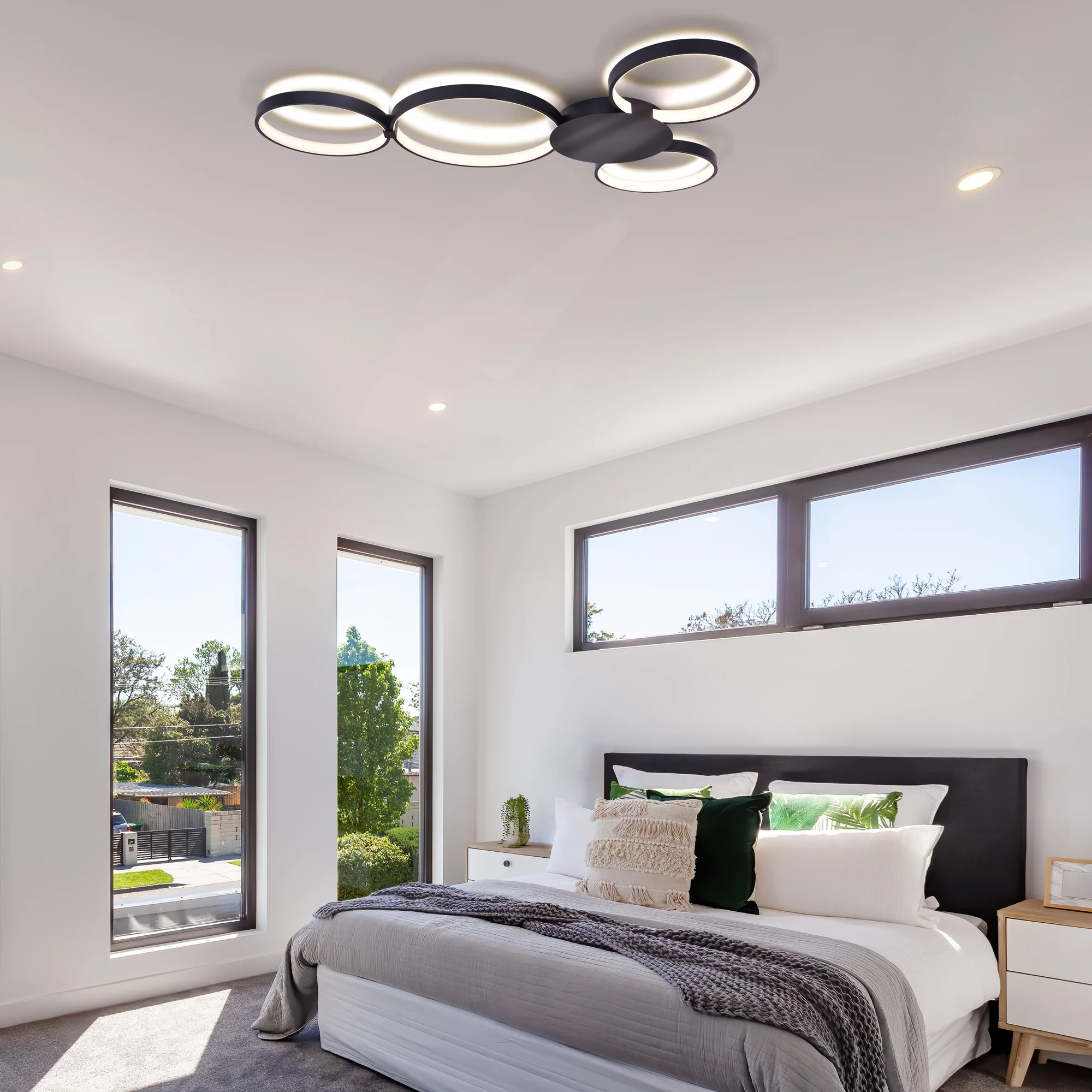 VONN Capella VMCF41500BL 43" Integrated LED ETL Certified Ceiling Light Multi-Ring Semi Flush in Black - Image 3
