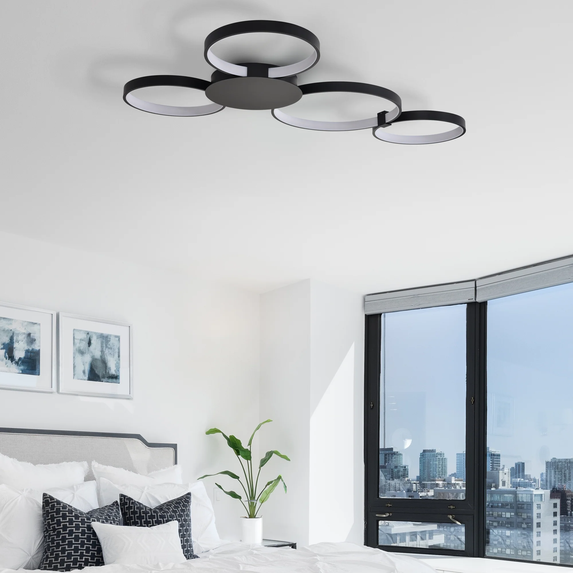 VONN Capella VMCF41500BL 43" Integrated LED ETL Certified Ceiling Light Multi-Ring Semi Flush in Black - Image 4
