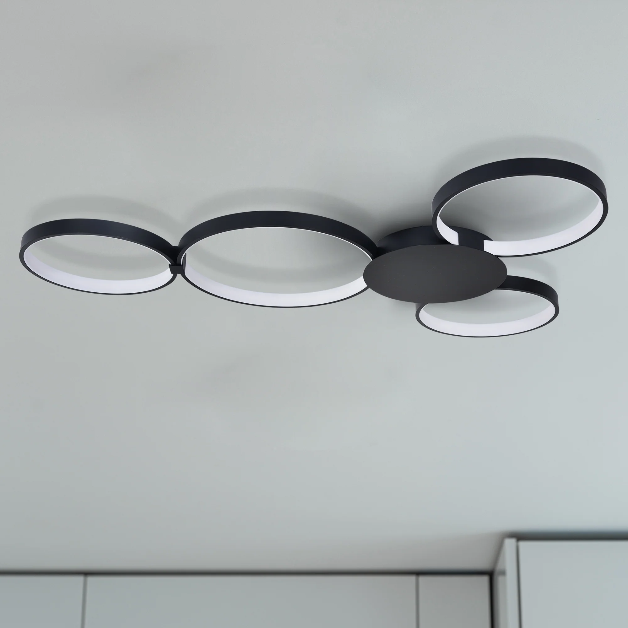 VONN Capella VMCF41500BL 43" Integrated LED ETL Certified Ceiling Light Multi-Ring Semi Flush in Black - Image 5