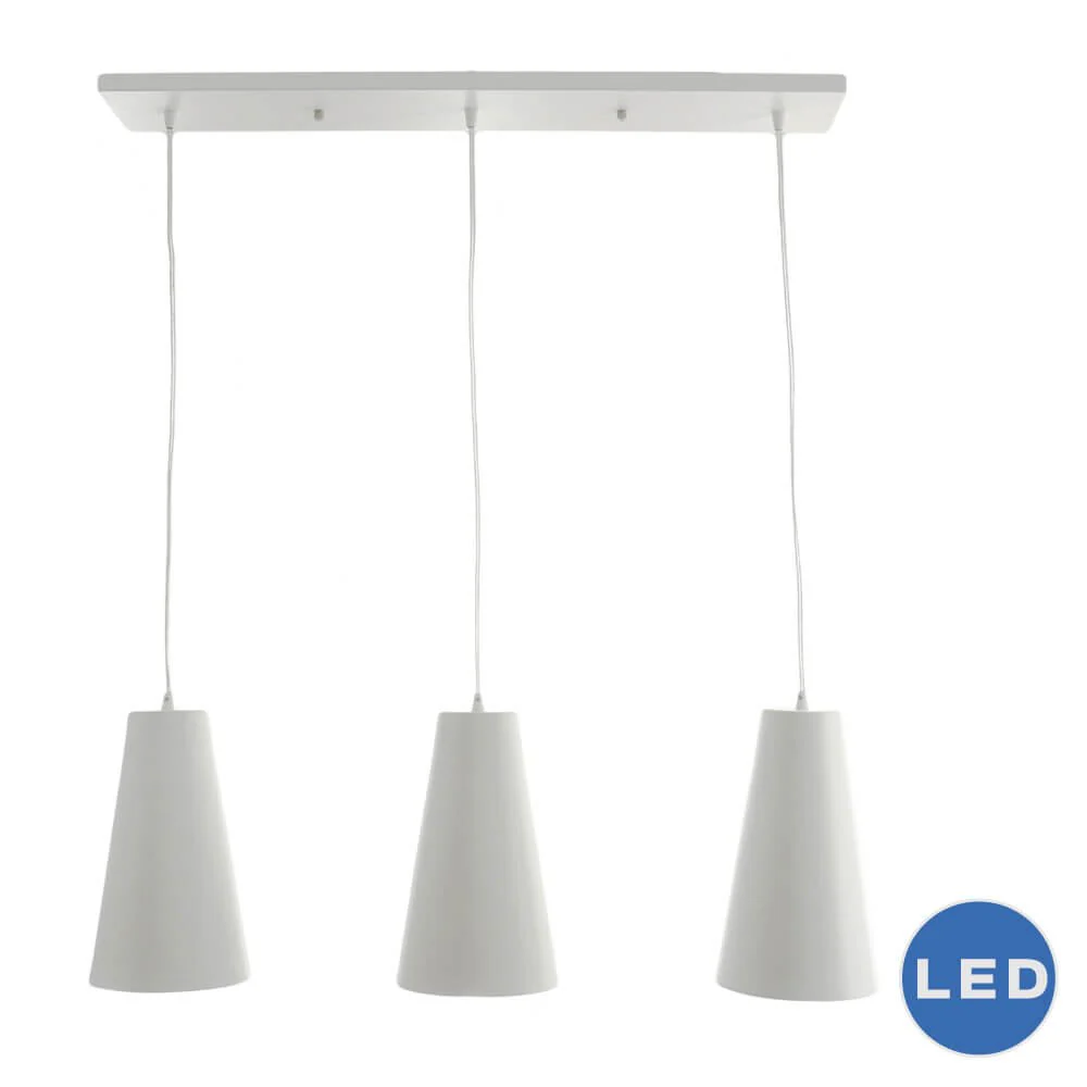 VONN Gatria VMP21523WH 11" x 6" Triple LED ETL Certified Pendant with White Glass Shades, White - Image 4