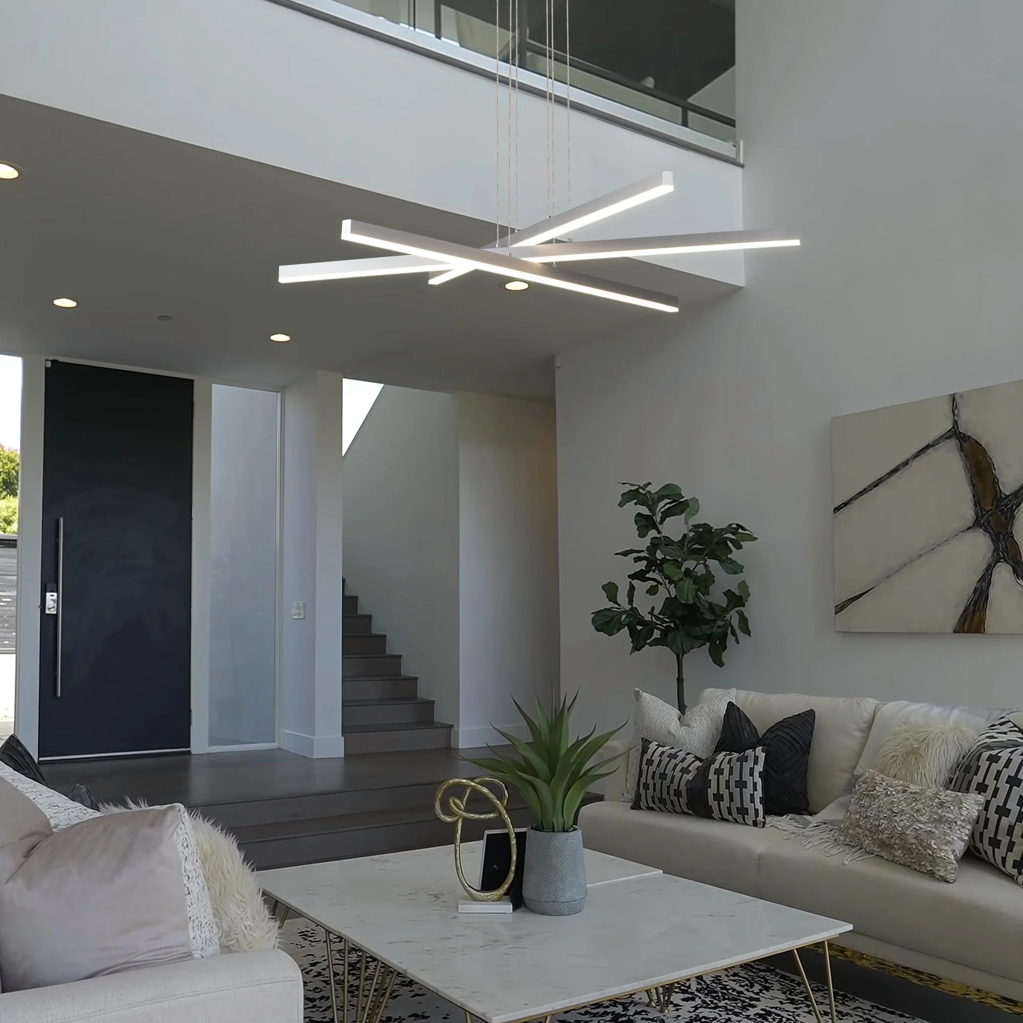 VONN Sirius VMP25030AL 40" ETL Certified Integrated LED Pendant, Height Adjustable Chandelier in Silver - Image 3