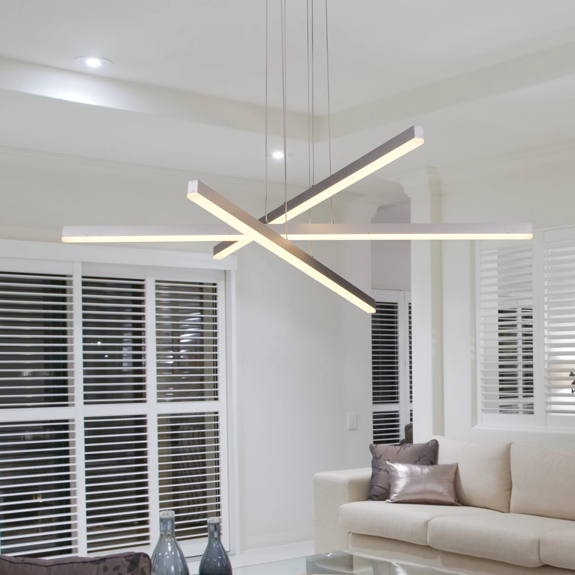 VONN Sirius VMP25030AL 40" ETL Certified Integrated LED Pendant, Height Adjustable Chandelier in Silver - Image 4