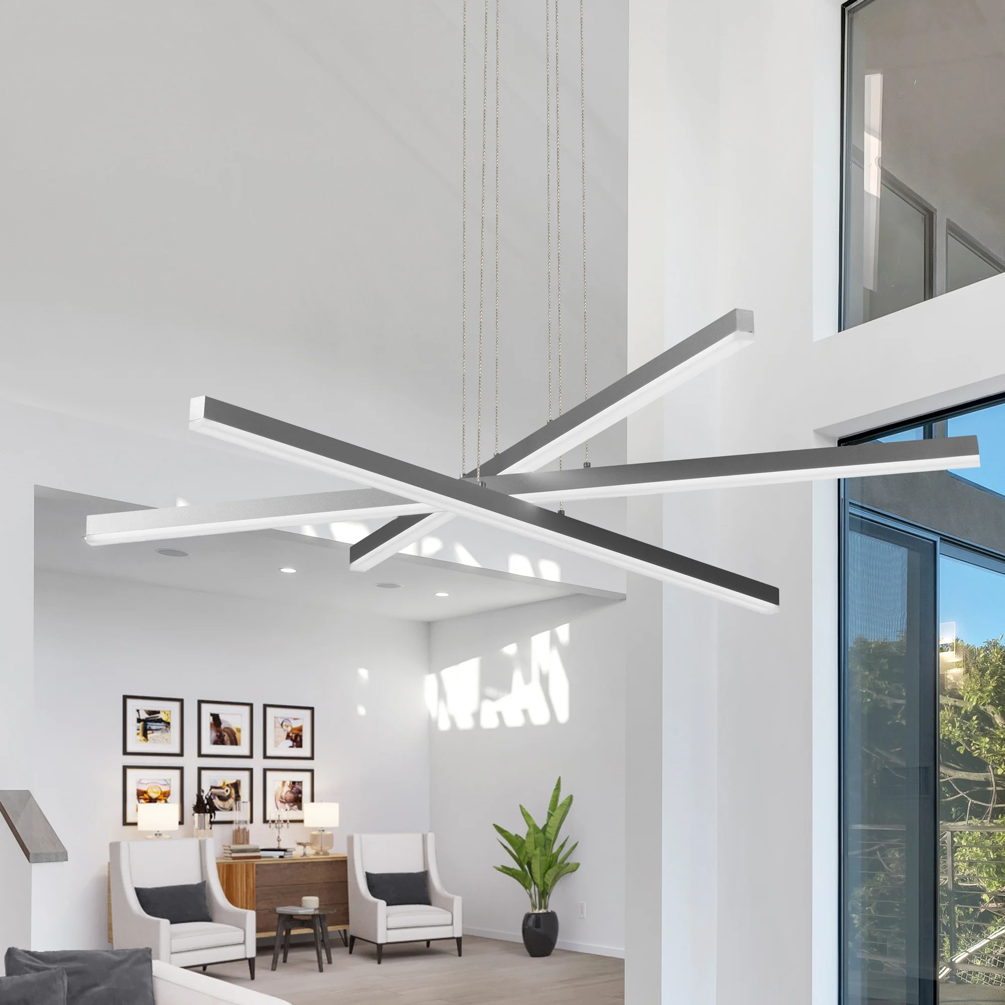 VONN Sirius VMP25030AL 40" ETL Certified Integrated LED Pendant, Height Adjustable Chandelier in Silver - Image 5