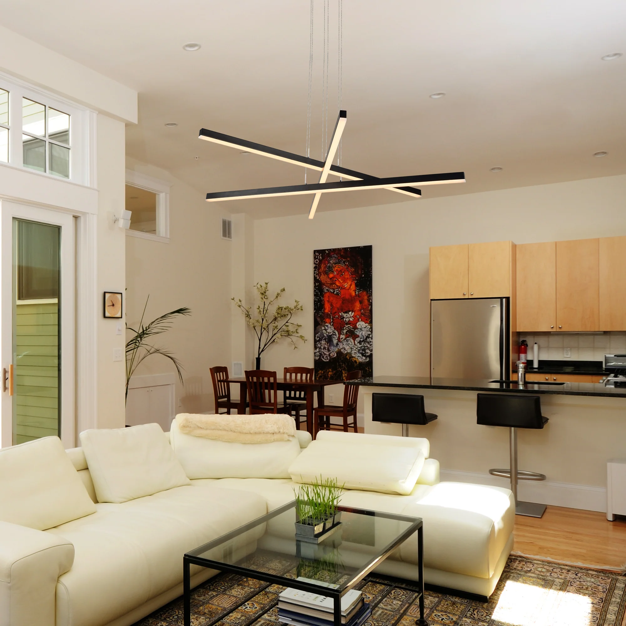 VONN Sirius VMP25030BL 40" ETL Certified Integrated LED Pendant, Height Adjustable Chandelier in Black - Image 3