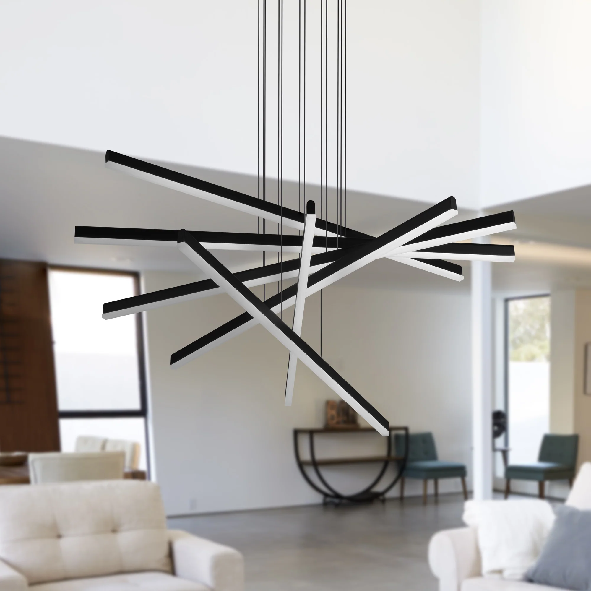 VONN Sirius VMP25060BL 32" Integrated LED ETL Certified Pendant, Height Adjustable Chandelier in Black - Image 5