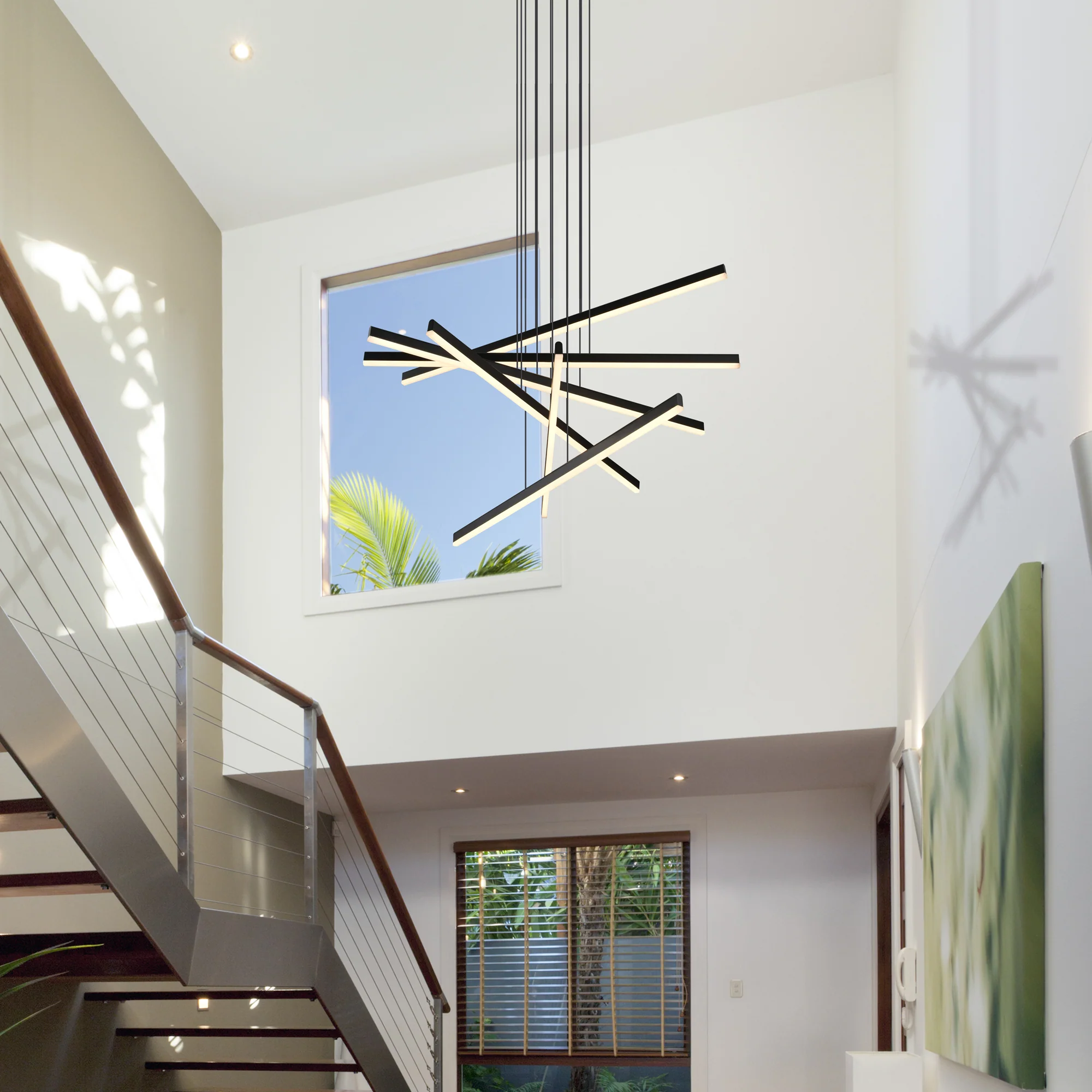 VONN Sirius VMP25060BL 32" Integrated LED ETL Certified Pendant, Height Adjustable Chandelier in Black - Image 6