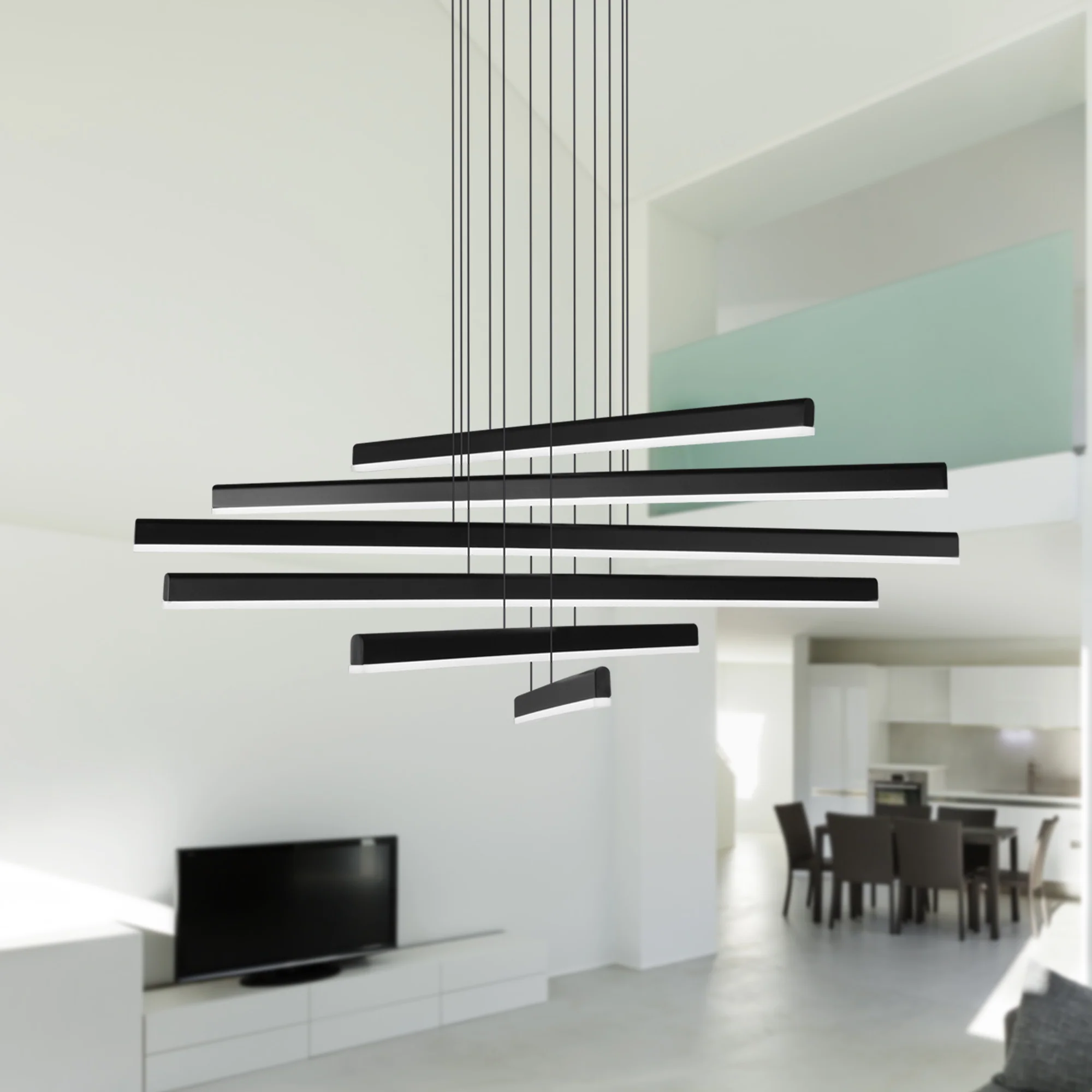 VONN Sirius VMP25060BL 32" Integrated LED ETL Certified Pendant, Height Adjustable Chandelier in Black - Image 8