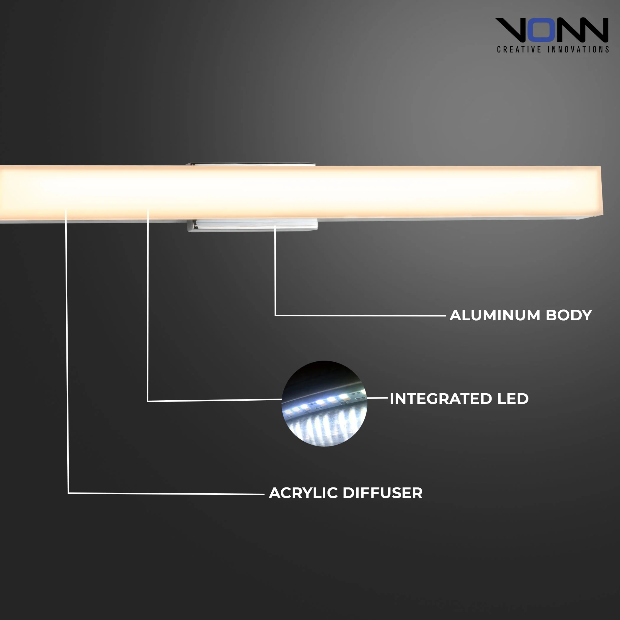 VONN Procyon VMW11200CH 24" Integrated AC LED ADA Compliant ETL Certified Bathroom Wall Fixture in Chrome - Image 5