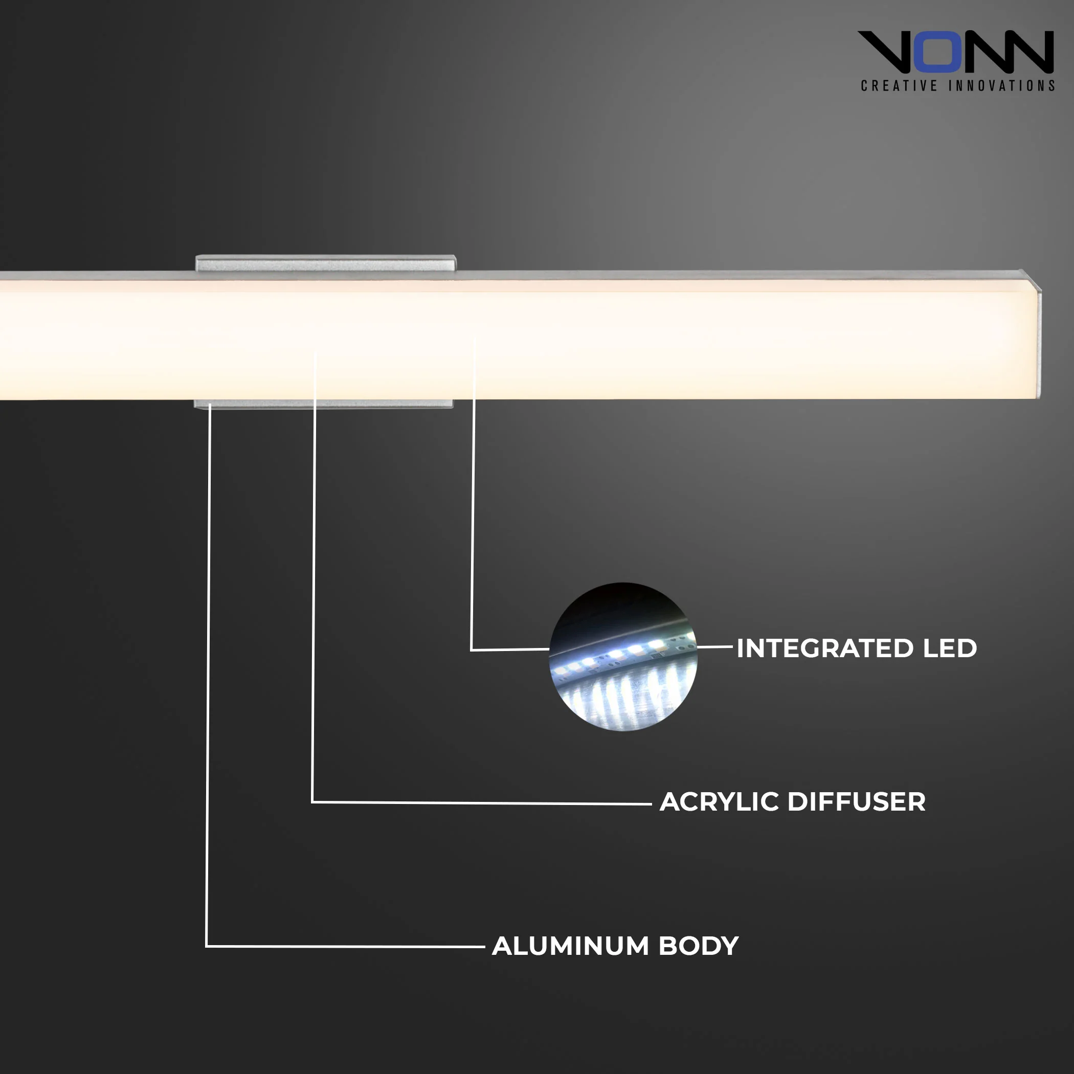 VONN Procyon VMW11700AL 24" Integrated AC LED ADA Compliant ETL Certified Bathroom Wall Fixture in Silver - Image 5