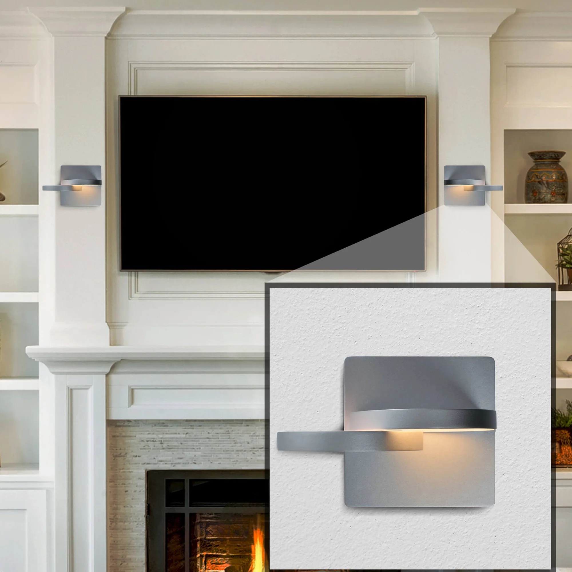 VONN Eclipse VMW17000AL 7" Rotative ETL Certified Integrated LED Wall Sconce Light Fixture in Silver - Image 5