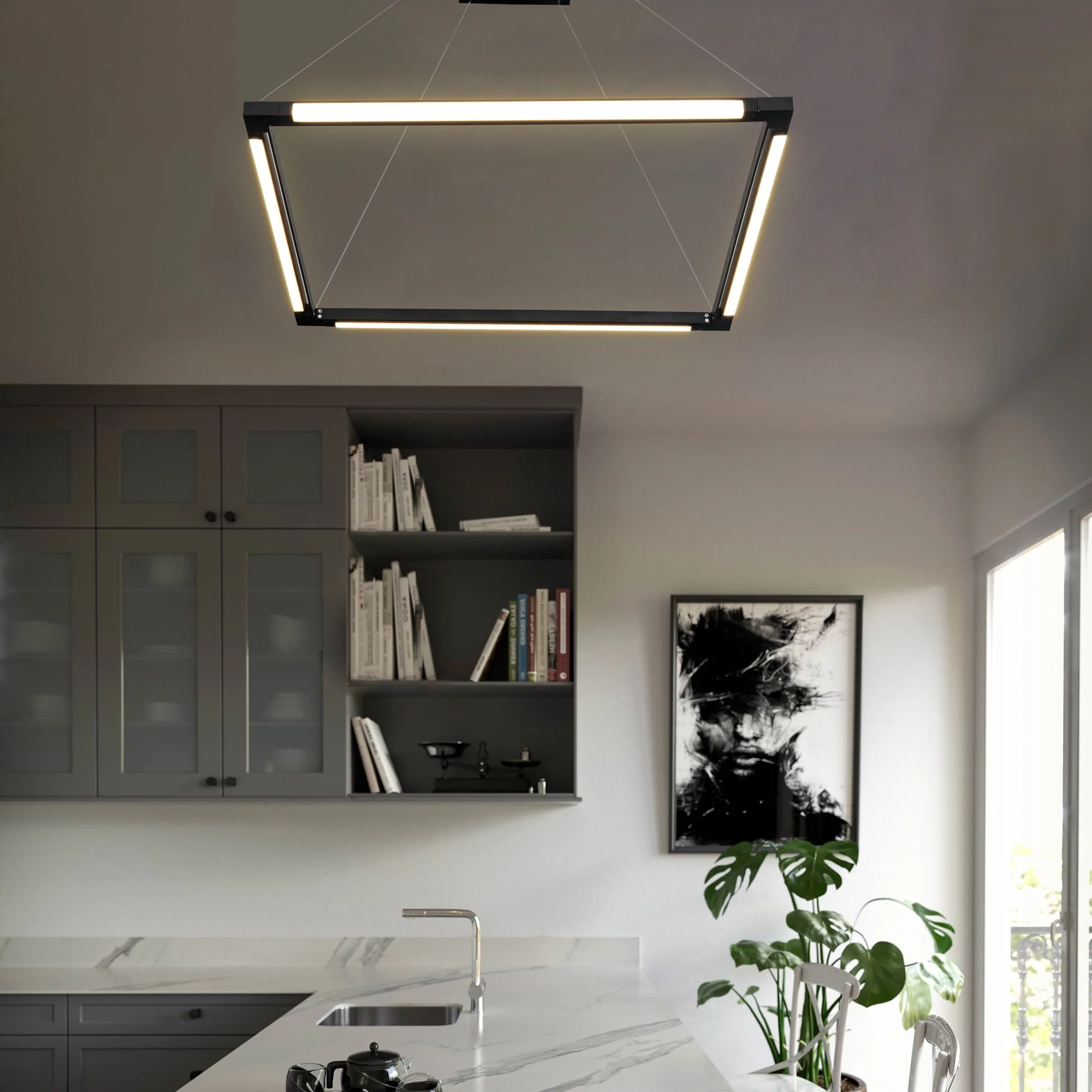 VONN Atria VRC39104BL 24" Integrated LED ETL Certified Height Adjustable Square Chandelier, 180 Rotation of Axes - Image 3