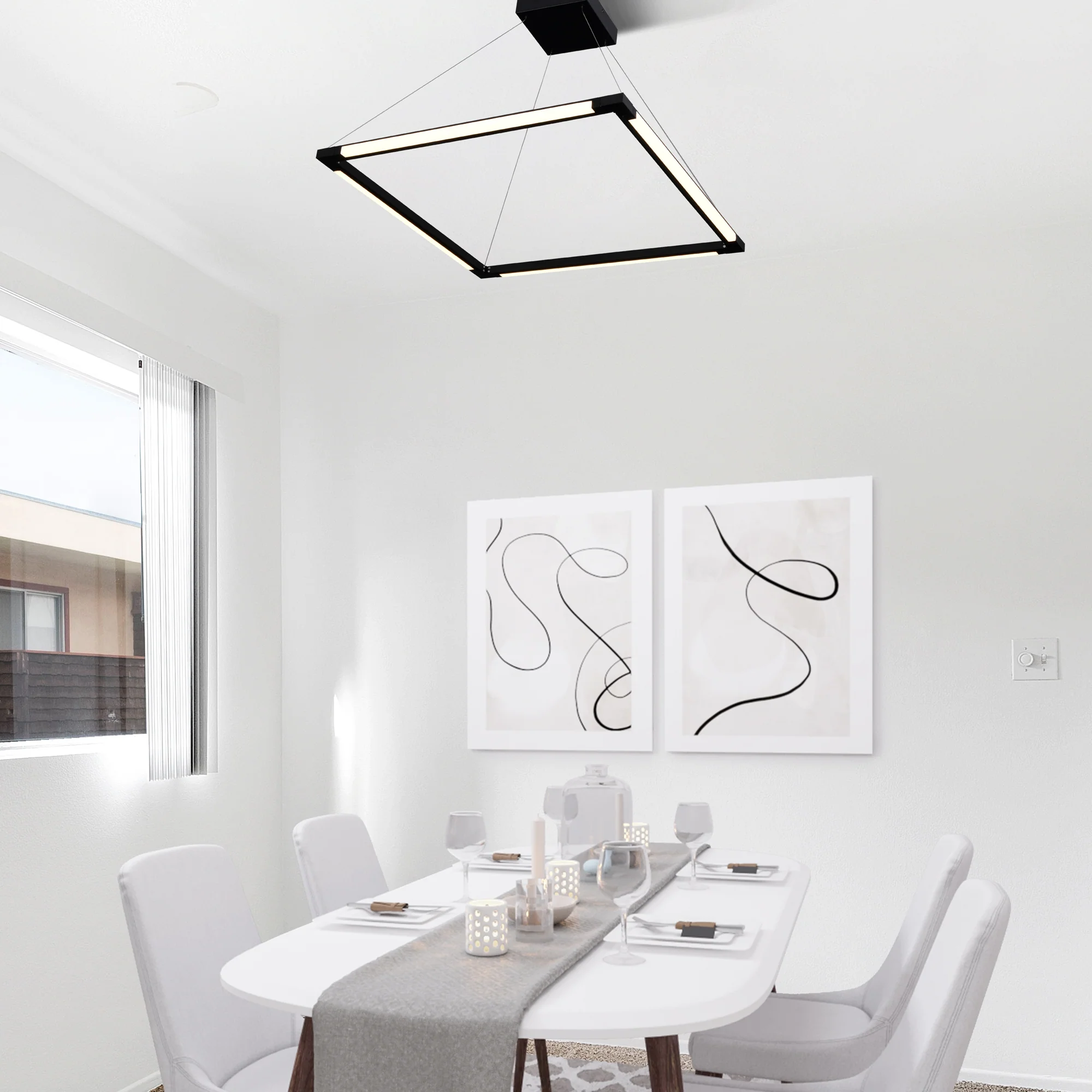 VONN Atria VRC39104BL 24" Integrated LED ETL Certified Height Adjustable Square Chandelier, 180 Rotation of Axes - Image 6