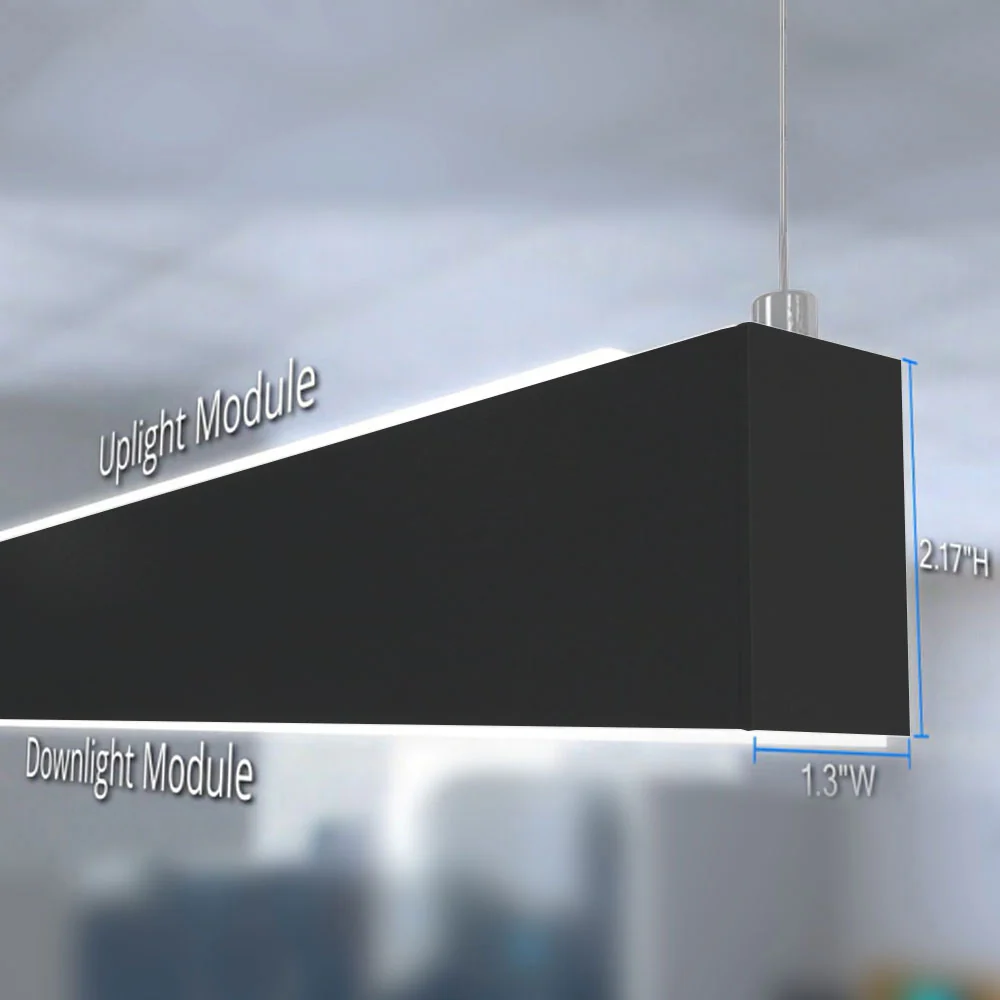 VONN Slim VSL4U25D7535KBL 1.3" 4 FT LED Semi-Direct Suspended Mount Linear Lighting, 100-277V, 41W, 3500K, Black - Image 3