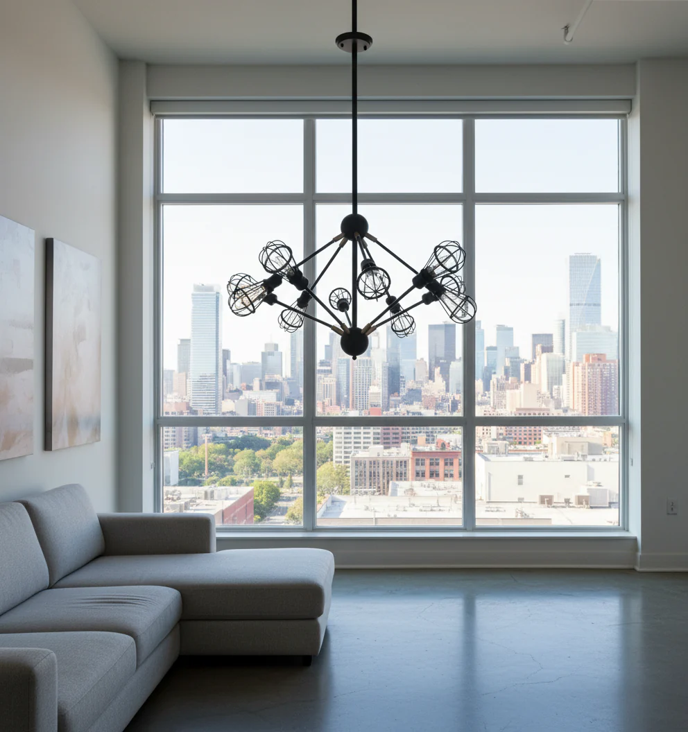 VONN VVC31320BL 36" UL Certified Multi-Pivoting-Arm Chandelier with LED Filament Bulbs, Matte Black - Image 2