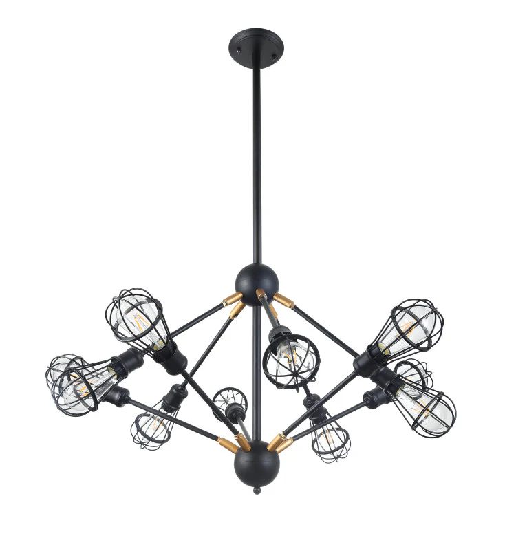 VONN VVC31320BL 36" UL Certified Multi-Pivoting-Arm Chandelier with LED Filament Bulbs, Matte Black - Image 4