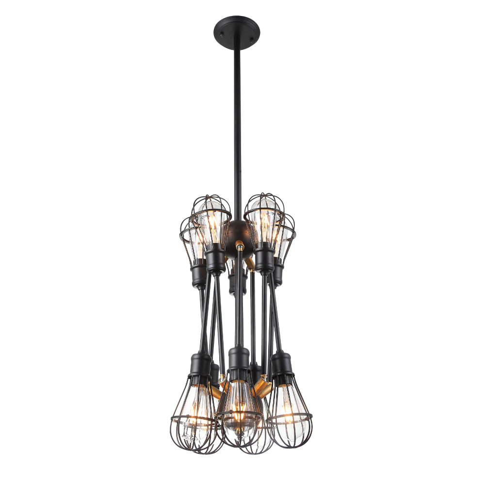 VONN VVC31320BL 36" UL Certified Multi-Pivoting-Arm Chandelier with LED Filament Bulbs, Matte Black - Image 6