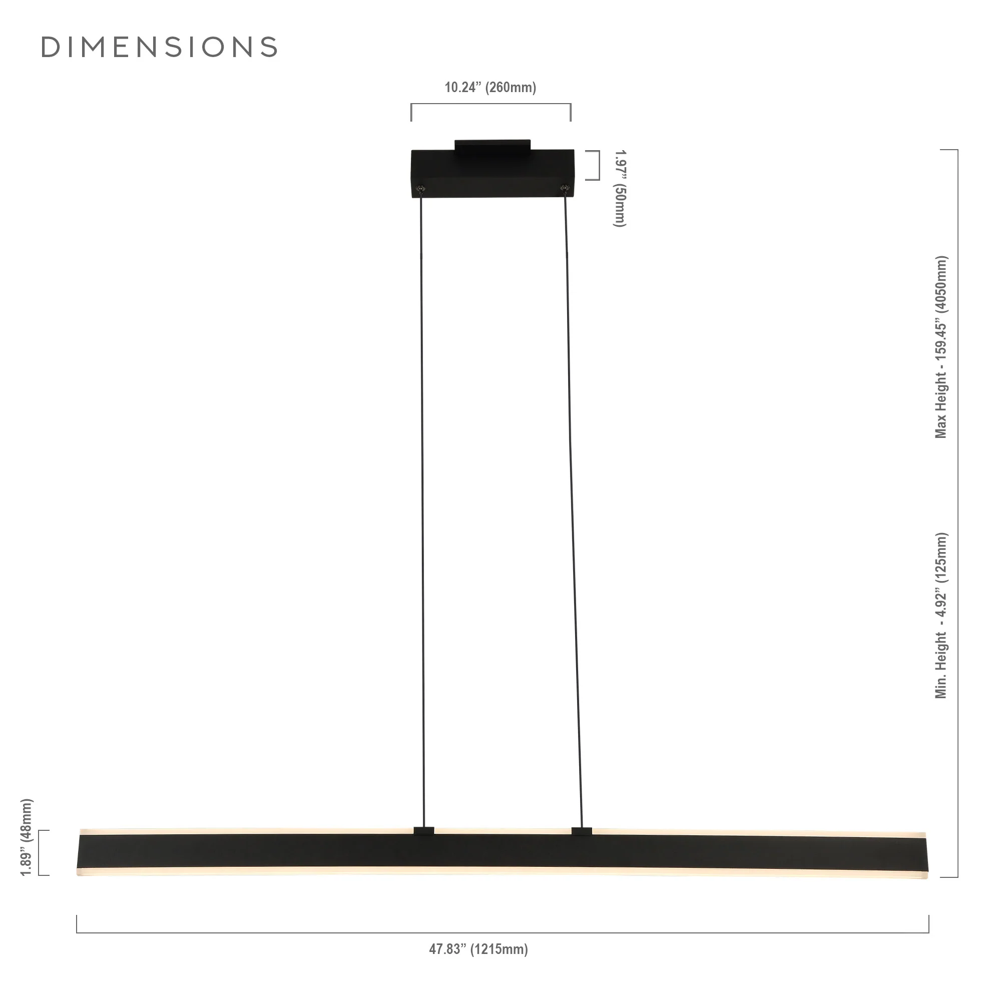 VONN Wezen VMC36904BL 48" Up-Down Integrated LED ETL Certified Pendant, Height Adjustable Chandelier, Black - Image 14